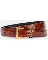 Saint Laurent - Cassandre Croc-Effect Leather Belt - Lyst