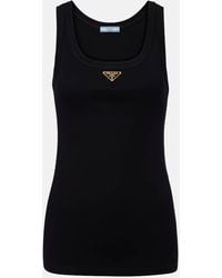 Prada - Ribbed-Knit Cotton Jersey Tank Top - Lyst