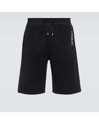 Saint Laurent - Embroidered Cotton Jersey Track Shorts - Lyst
