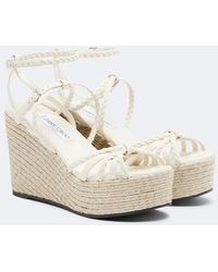 Jimmy Choo - Nyra Braided Leather Espadrille Wedges - Lyst