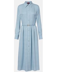 Gucci - Interlocking G Belted Silk Shirt Dress - Lyst