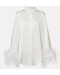 Oséree - Bridal Feather-Trimmed Satin Shirt - Lyst