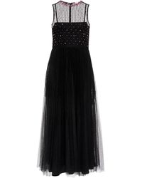 RED Valentino Cady With Point Desprit Tulle Minidress in Black Womens Dresses RED Valentino Dresses 