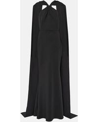 Safiyaa - Lilien Caped Crepe Gown - Lyst