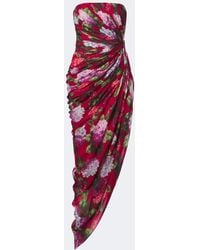 Carolina Herrera - Floral Silk Chiffon Bustier Dress - Lyst