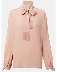 Valentino - Bow-Detail Silk Crepe Blouse - Lyst