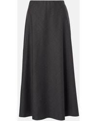 Brunello Cucinelli - Wool-Blend Midi Skirt - Lyst