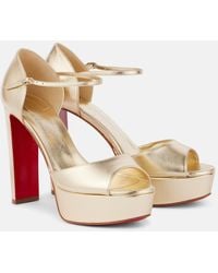 Christian Louboutin - Peeptoe-Pumps Sandaloo 130 Aus Metallic-Leder - Lyst