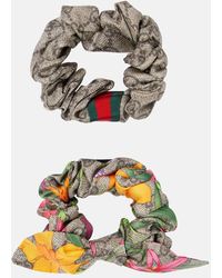 Gucci - GG Set Of 2 Silk Scrunchies - Lyst