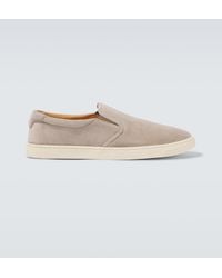 Brunello Cucinelli - Suede Slip-On Sneakers - Lyst