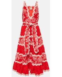 FARM Rio - Broderie Anglaise Floral Cotton Maxi Dress - Lyst