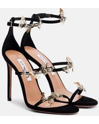 Aquazzura - Papillon Sauvage 105 Suede Sandals - Lyst