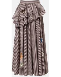 ALÉMAIS - Sirocco Embroidered Striped Cotton Maxi Skirt - Lyst