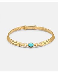 BVLGARI - Halskette Tubogas Aus 18Kt Gelbgold Mit Diamanten Und Topas - Lyst