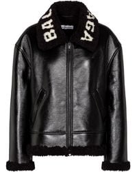 Balenciaga Cocoon Shearling Jacket - Black