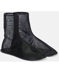 The Row - Leather-trimmed Mesh Ankle Boots - Lyst
