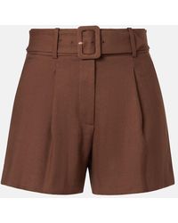 Veronica Beard - Piper Belted Linen-Blend Shorts - Lyst