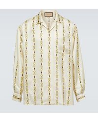 Gucci - Hawaii Monogram-print Relaxed-fit Silk Bowling Shirt - Lyst