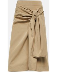 Bottega Veneta - Draped Cotton-blend Midi Skirt - Lyst