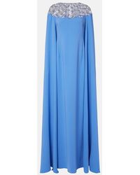 Oscar de la Renta - Embellished Caped Silk-Blend Gown - Lyst