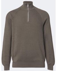 Brunello Cucinelli - Ribbed-Knit Half-Zip Cotton Sweater - Lyst