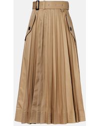 Sacai - Cotton-Blend Gabardine Midi Skirt - Lyst