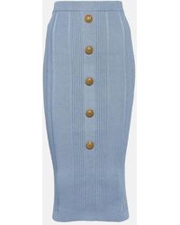 Balmain - Jupe 5-Button En Maille Nervurée - Lyst