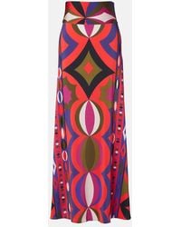 PUCCI - Printed Jersey Satin Maxi Skirt - Lyst