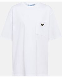 Prada - Triangle-logo Cotton T-shirt - Lyst