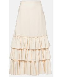 Valentino - Ruffled Silk Maxi Skirt - Lyst