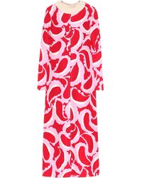 Marni Bedrucktes Maxikleid aus Cady - Rot