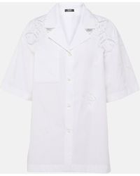 Versace - Embroidered Cotton Poplin Bowling Shirt - Lyst