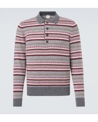 Eleventy - Striped Wool Jacquard Polo Sweater - Lyst