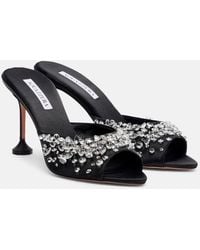 Aquazzura - Bisous 85 Embellished Satin Mules - Lyst