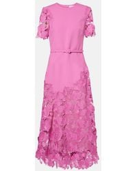 Oscar de la Renta - Orchid Guipure Wool-Blend Midi Dress - Lyst