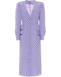 Alessandra Rich Polka-dot Silk Midi Dress - Purple