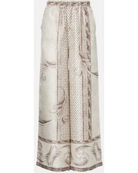 Max Mara - Rive Printed Silk Satin Wide-Leg Pants - Lyst