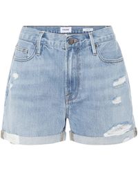 FRAME Denim High-Rise Jeansshorts Front Cuff in Blau Damen Bekleidung Kurze Hosen Jeans-Shorts und Denim-Shorts 