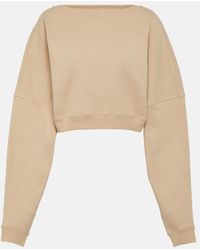 Saint Laurent - Cropped Sweatshirt aus Baumwoll-Fleece - Lyst