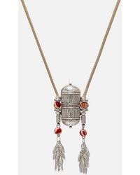 Isabel Marant - Janis Beaded Leather-Trimmed Pendant Necklace - Lyst