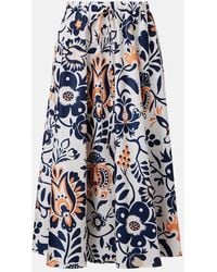 La DoubleJ - Printed Satin Midi Skirt - Lyst