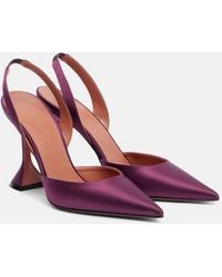 AMINA MUADDI - Escarpins Slingback Holli 95 En Satin - Lyst
