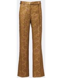 Dries Van Noten - Belted Jacquard Wide-Leg Pants - Lyst