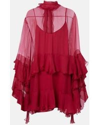 Chloé - Ruffled Silk Muslin Minidress - Lyst