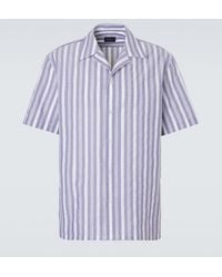 Brioni - Striped Cotton Poplin Bowling Shirt - Lyst