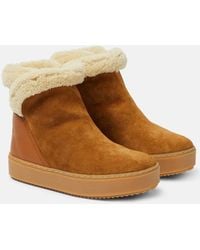 See By Chloé - Bottines Juliet En Daim A Shearling - Lyst