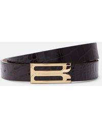 Victoria Beckham - Croc-Effect Leather Belt - Lyst