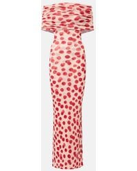 Stella McCartney - Off-Shoulder Printed Mesh Maxi Dress - Lyst