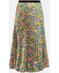 Plan C - Floral Pleated Midi Skirt - Lyst