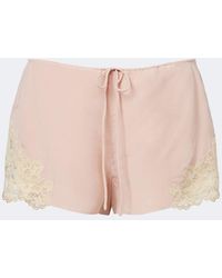 De La Vali - Elia Lace-Trimmed Crepe De Chine Shorts - Lyst
